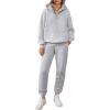 imageANRABESS Womens 2 Piece Outfits Lounge Hoodie Oversized Sweatshirt V Neck Pullover Jogger Sweatpants 2025 Fall Matching SetGrey