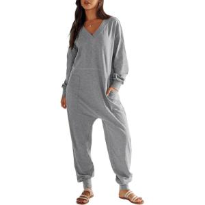 imageANRABESS Jumpsuits for Women 2025 Fall Long Sleeve Casual Loose Fit Romper Lounge One Piece Pajamas Outfits JumperGrey