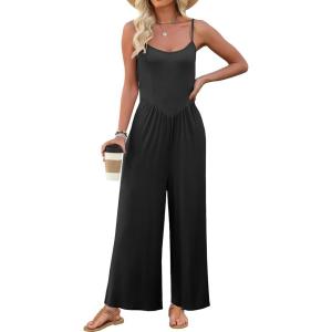 imageANRABESS Jumpsuits for Women Summer Casual Sleeveless Scoop Neck Spaghetti Straps Wide Leg One Piece Romper Beach OutfitsBlack