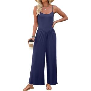 imageANRABESS Jumpsuits for Women Summer Casual Sleeveless Scoop Neck Spaghetti Straps Wide Leg One Piece Romper Beach OutfitsDeep Blue