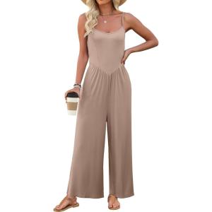 imageANRABESS Jumpsuits for Women Summer Casual Sleeveless Scoop Neck Spaghetti Straps Wide Leg One Piece Romper Beach OutfitsKhaki