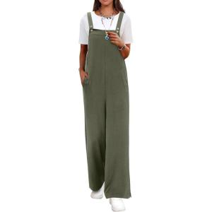 imageANRABESS Overalls for Women 2025 Summer Casual Loose One Piece Outfits Baggy Wide Leg Jumpers Lightweight Comfy RompersArmy Green