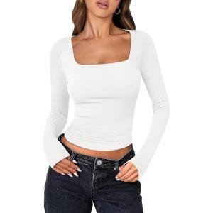 imageANRABESS Women Double Lined Long Sleeve Crop Tops Shirts Square Neck Tight Fitted Going Out TShirt Basic Tee Outfits 2025White