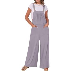 imageANRABESS Women Jumpsuits Overalls Wide Leg Casual Baggy Romper Boho Loose Bib Jumpers Sleeveless Straps 2025 Summer OutfitsGrey