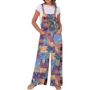 imageANRABESS Women Jumpsuits Overalls Wide Leg Casual Baggy Romper Boho Loose Bib Jumpers Sleeveless Straps 2025 Summer OutfitsMulticolor
