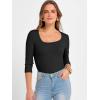 imageANRABESS Womens 34 Sleeve Scoop Neck Tops Ribbed Knit Slim Fitted Casual Basic Tee Shirts 2025 Fall Trendy Going Out TShirtBlack
