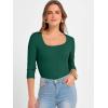 imageANRABESS Womens 34 Sleeve Scoop Neck Tops Ribbed Knit Slim Fitted Casual Basic Tee Shirts 2025 Fall Trendy Going Out TShirtDeep Green