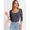 imageANRABESS Womens 34 Sleeve Scoop Neck Tops Ribbed Knit Slim Fitted Casual Basic Tee Shirts 2025 Fall Trendy Going Out TShirtDeep Grey