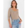 imageANRABESS Womens 34 Sleeve Scoop Neck Tops Ribbed Knit Slim Fitted Casual Basic Tee Shirts 2025 Fall Trendy Going Out TShirtKhaki