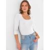 imageANRABESS Womens 34 Sleeve Scoop Neck Tops Ribbed Knit Slim Fitted Casual Basic Tee Shirts 2025 Fall Trendy Going Out TShirtWhite