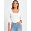 imageANRABESS Womens 34 Sleeve Scoop Neck Tops Ribbed Knit Slim Fitted Casual Basic Tee Shirts 2025 Fall Trendy Going Out TShirtWhite