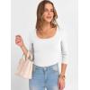 imageANRABESS Womens 34 Sleeve Scoop Neck Tops Ribbed Knit Slim Fitted Casual Basic Tee Shirts 2025 Fall Trendy Going Out TShirtWhite