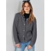 imageANRABESS Womens Cardigan Sweater Long Sleeve Button Down Lady Tweed Knit Jackets 2025 Fall OutfitsDark Grey