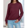 imageANRABESS Womens Long Sleeve Sweaters Loose Fit Lightweight Scalloped Knit Soft Dressy Pullover Tops 2025 Fall Casual OutfitsWine Red