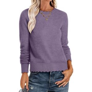imageANRABESS Womens Long Sleeve Sweaters Loose Fit Lightweight Scalloped Knit Soft Dressy Pullover Tops 2025 Fall Casual OutfitsPurple