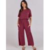 imageANRABESS Women Linen Jumpsuits 2025 Summer Casual Loose Short Sleeve Wide Leg One Piece Jumper Romper Outfits Trendy ClothesRed