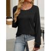 imageANRABESS Women Shirts Long Sleeve Crewneck Smocked Tunic Tops with Leggings Dressy Casual TShirt Business Work BlousesBlack