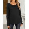 imageANRABESS Women Shirts Long Sleeve Crewneck Smocked Tunic Tops with Leggings Dressy Casual TShirt Business Work BlousesBlack