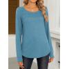 imageANRABESS Women Shirts Long Sleeve Crewneck Smocked Tunic Tops with Leggings Dressy Casual TShirt Business Work BlousesBlue Green