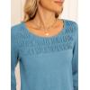 imageANRABESS Women Shirts Long Sleeve Crewneck Smocked Tunic Tops with Leggings Dressy Casual TShirt Business Work BlousesBlue Green