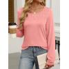 imageANRABESS Women Shirts Long Sleeve Crewneck Smocked Tunic Tops with Leggings Dressy Casual TShirt Business Work BlousesCoral