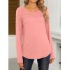 imageANRABESS Women Shirts Long Sleeve Crewneck Smocked Tunic Tops with Leggings Dressy Casual TShirt Business Work BlousesCoral