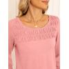 imageANRABESS Women Shirts Long Sleeve Crewneck Smocked Tunic Tops with Leggings Dressy Casual TShirt Business Work BlousesCoral