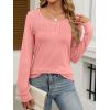 imageANRABESS Women Shirts Long Sleeve Crewneck Smocked Tunic Tops with Leggings Dressy Casual TShirt Business Work BlousesCoral