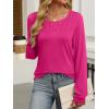 imageANRABESS Women Shirts Long Sleeve Crewneck Smocked Tunic Tops with Leggings Dressy Casual TShirt Business Work BlousesHot Pink