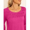 imageANRABESS Women Shirts Long Sleeve Crewneck Smocked Tunic Tops with Leggings Dressy Casual TShirt Business Work BlousesHot Pink