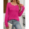 imageANRABESS Women Shirts Long Sleeve Crewneck Smocked Tunic Tops with Leggings Dressy Casual TShirt Business Work BlousesHot Pink