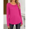 imageANRABESS Women Shirts Long Sleeve Crewneck Smocked Tunic Tops with Leggings Dressy Casual TShirt Business Work BlousesHot Pink