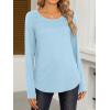 imageANRABESS Women Shirts Long Sleeve Crewneck Smocked Tunic Tops with Leggings Dressy Casual TShirt Business Work BlousesSky