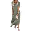 imageANRABESS Womens Summer Maxi Dress Short Sleeve Casual Loose Long T Shirt Dresses Split Vacation Beach Sundress Travel OutfitsOlive