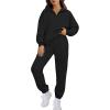 imageANRABESS Women 2 Piece Outfits Sweatsuit Oversized Half Zip Sweatshirt Jogger Sweatpants Tracksuit Lounge Set 2025 ClothesBlack
