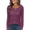 imageANRABESS Women Shirts Long Sleeve Crewneck Smocked Tunic Tops with Leggings Dressy Casual TShirt Business Work BlousesFuchsia
