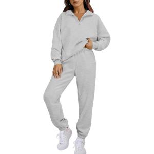 imageANRABESS Women 2 Piece Outfits Sweatsuit Oversized Half Zip Sweatshirt Jogger Sweatpants Tracksuit Lounge Set 2025 ClothesGrey