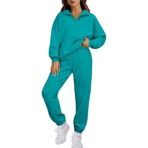 imageANRABESS Women 2 Piece Outfits Sweatsuit Oversized Half Zip Sweatshirt Jogger Sweatpants Tracksuit Lounge Set 2025 ClothesLake