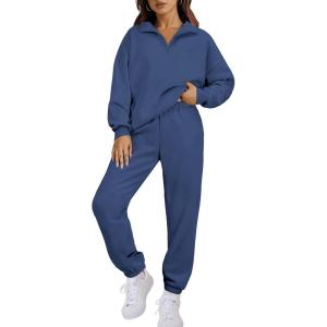 imageANRABESS Women 2 Piece Outfits Sweatsuit Oversized Half Zip Sweatshirt Jogger Sweatpants Tracksuit Lounge Set 2025 ClothesNavy Blue
