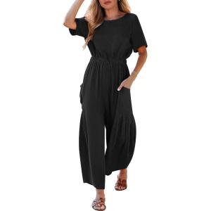 imageANRABESS Women Linen Jumpsuits 2025 Summer Casual Loose Short Sleeve Wide Leg One Piece Jumper Romper Outfits Trendy ClothesBlack