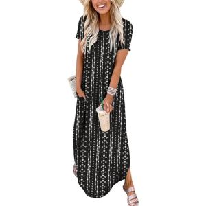 imageANRABESS Womens Summer Maxi Dress Short Sleeve Casual Loose Long T Shirt Dresses Split Vacation Beach Sundress Travel OutfitsBoho Black