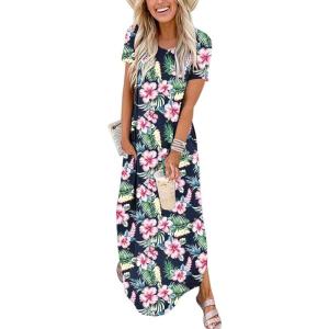imageANRABESS Womens Summer Maxi Dress Short Sleeve Casual Loose Long T Shirt Dresses Split Vacation Beach Sundress Travel OutfitsFloral Green Pink