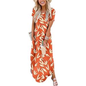 imageANRABESS Womens Summer Maxi Dress Short Sleeve Casual Loose Long T Shirt Dresses Split Vacation Beach Sundress Travel OutfitsFloral Orange