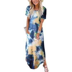 imageANRABESS Womens Summer Maxi Dress Short Sleeve Casual Loose Long T Shirt Dresses Split Vacation Beach Sundress Travel OutfitsTie Dye Orange