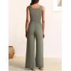 imageANRABESS Jumpsuits for Women Dressy Casual Summer Sleeveless Rib Knit Wide Leg Jumper Romper One Piece Outfits with PocketsArmy Green
