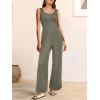imageANRABESS Jumpsuits for Women Dressy Casual Summer Sleeveless Rib Knit Wide Leg Jumper Romper One Piece Outfits with PocketsArmy Green
