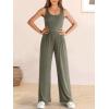 imageANRABESS Jumpsuits for Women Dressy Casual Summer Sleeveless Rib Knit Wide Leg Jumper Romper One Piece Outfits with PocketsArmy Green