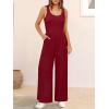 imageANRABESS Jumpsuits for Women Dressy Casual Summer Sleeveless Rib Knit Wide Leg Jumper Romper One Piece Outfits with PocketsBurgundy
