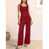 imageANRABESS Jumpsuits for Women Dressy Casual Summer Sleeveless Rib Knit Wide Leg Jumper Romper One Piece Outfits with PocketsBurgundy