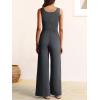 imageANRABESS Jumpsuits for Women Dressy Casual Summer Sleeveless Rib Knit Wide Leg Jumper Romper One Piece Outfits with PocketsDark Grey